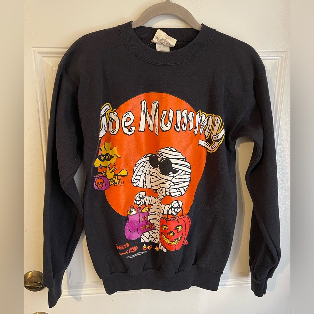 Vintage RARE 80s 90s Peanuts Snoopy Halloween Sweater Joe Munmy